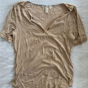 Anthropologie Striped V-Neck Tee